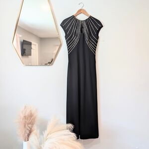 Escada Black Sheath Maxi Dress Mock Neck Gown Sz 34